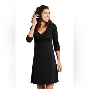 Toad & Co Black Jersey Knit Dress Office Casual Ties In Back Classic Small